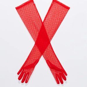 NWT Savage x Fenty Red Dotted Mesh Gloves
